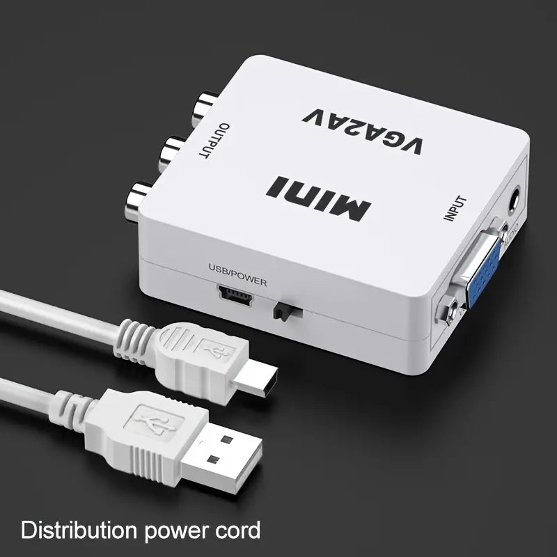 VGA To RCA,VGA To AV Converter,1080P Mini VGA To Video Converter, Composite VGA To AV Adapter, TV SetTop Box Audio Video Converter.