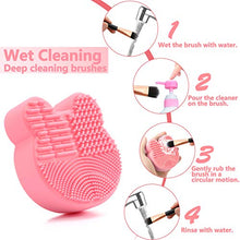 Load image into Gallery viewer, Makeup Brush Cleaning Mat with Color Removal Sponge, 2 in 1 Design Silicone Cleaner Pad for Dry Brush
