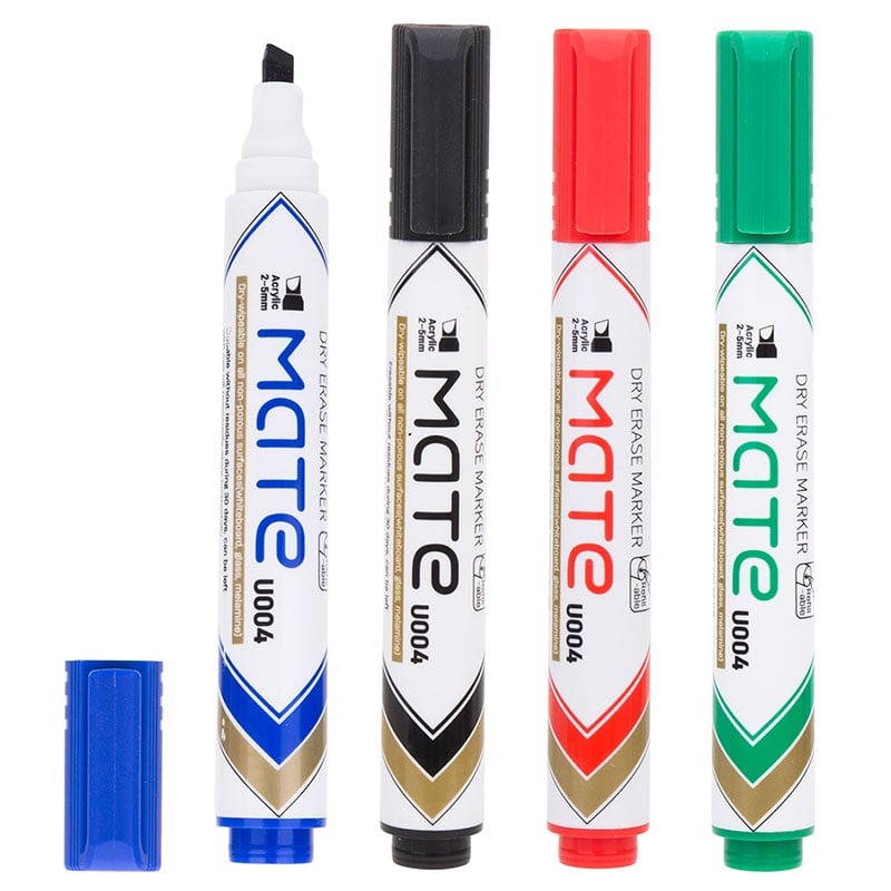 Dry Erase Markers 4 Colours Refillable 2-5mm Chisel Tip Whiteboard Marker