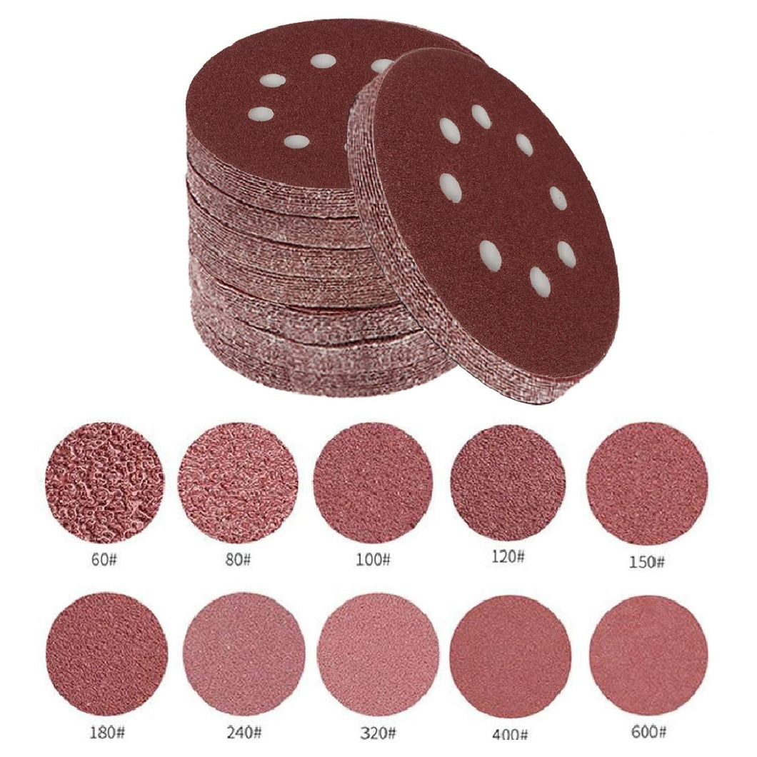 SALI Sandpaper 125mm P60 P80 P100 P120 P150 P180 P240 P320 P400 P600 Grit 8 Holes Hook & Loop 25pcs