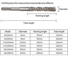 Charger l&#39;image dans la galerie, SDS Plus Masonry Hammer Drill Bit 6-6.5-10*110mm | 6-6.5-10*160mm 6pcs
