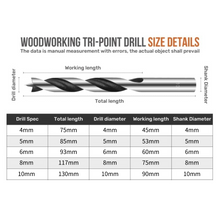 Charger l&#39;image dans la galerie, Brad Point Drill Bit Set for Wood 4-10mm 5pcs
