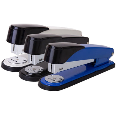 Stapler, Desktop Stapler, 50 Sheet Capacity, Durable Metal Stapler for Desk, Black, Blue and Gray