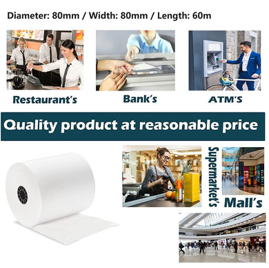 40 Rolls of Premium 80 x 80mm Thermal Paper Till Rolls, Receipt for EPOS POS, Cash Register, Credit Card Machine PDQ, Clover, Epson Citizen Printer TH243 CBM232 CBM233 CBM253