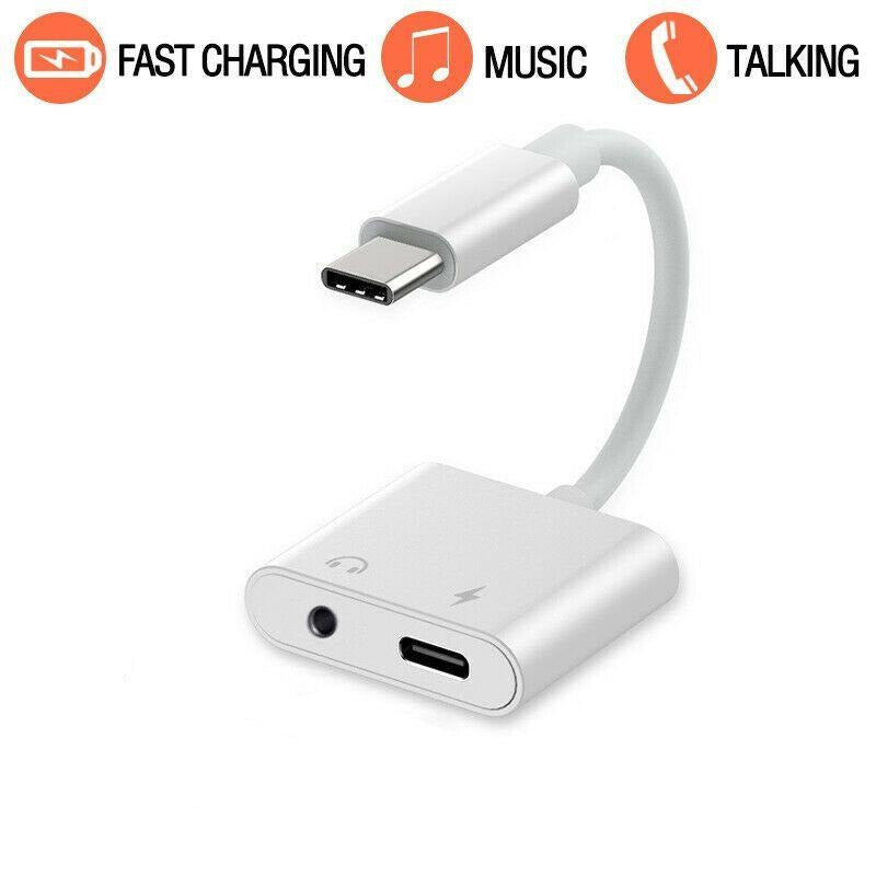 USB C to 3.5mm Splitter & Charging 2 in 1 AUX Audio Adapter