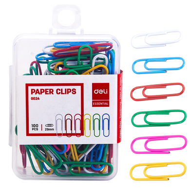 Paper Clips 29mm Assorted Colour Office Metal Clips 100pcs 