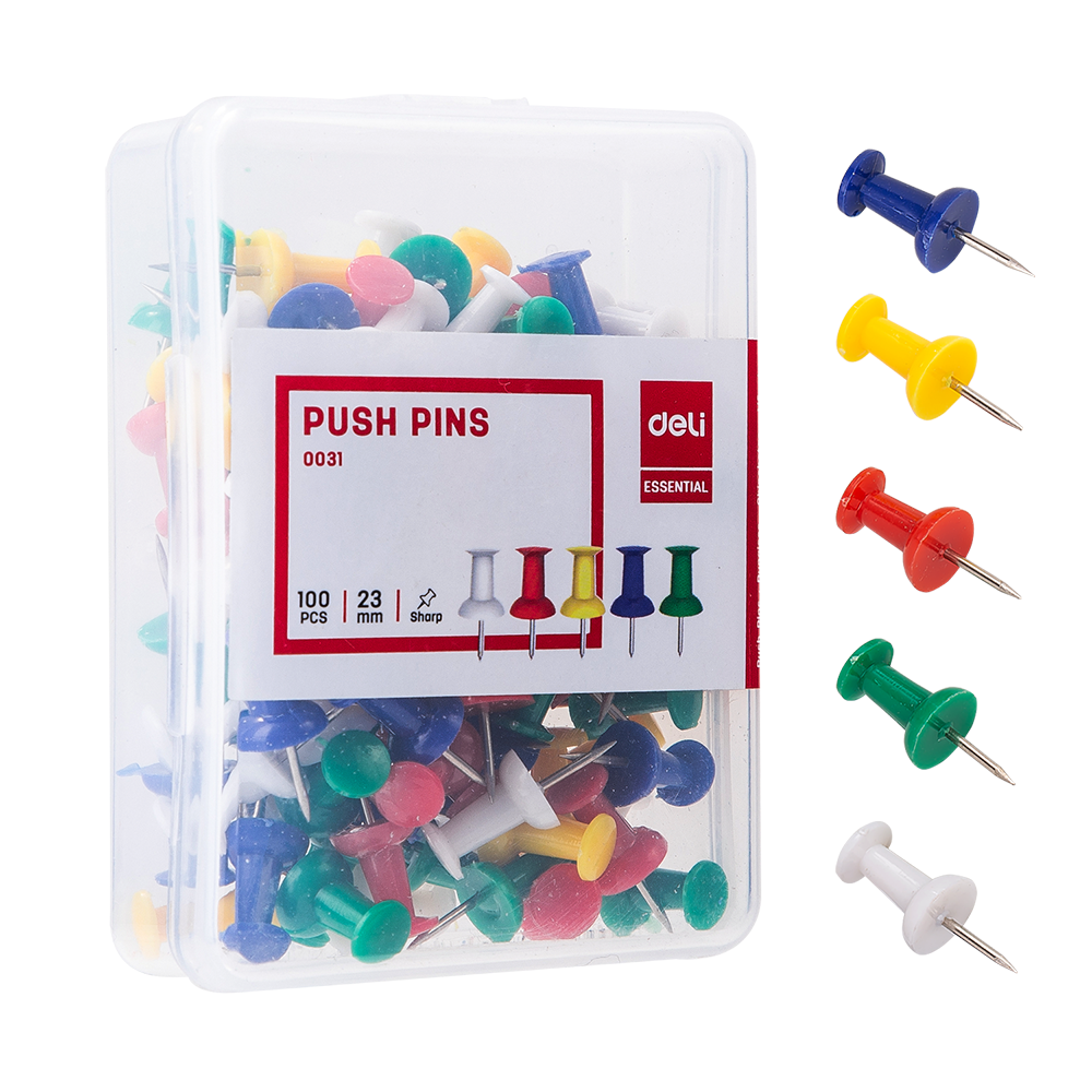 Push Pins Tacks 100Pcs Solid Assorted Colour Thumb Tacks Larger Size Pin Map Tacks Plastic Head with Steel Point for Bulletin Board