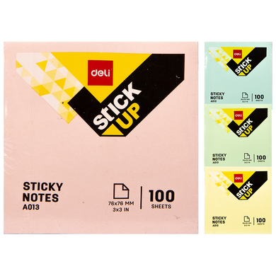 Sticky Notes 76×76mm 400sheets/Pad Self-Sticky Notes, 4 Pads Index Tab Sticker Markers Message Memo