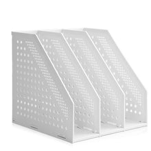 Load image into Gallery viewer, Magazine Holder 3 Divider File Rack Office Home Document Organizer White
