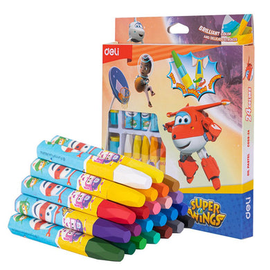24 Colours Crayons with Sharpener and Extender Non-Toxic, Acid-Free
