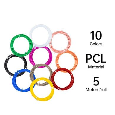 3D Pen Filament PCL 1.75mm 10 Colours 5 Meters Printing Drawing Accessories