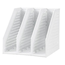 Load image into Gallery viewer, Magazine Holder 3 Divider File Rack Office Home Document Organizer White
