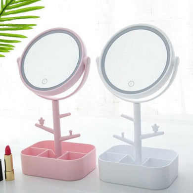 Makeup Mirror Rechargeable LED Light Cosmetic + USB Touch Screen Home Desk Vanity