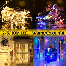 Load image into Gallery viewer, Copper Wire Fairy Lights Night Light Warm/Colour 20 LED 2Meters
