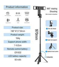 Charger l&#39;image dans la galerie, Selfie Stick Tripod with Two Fill Lights 2 in 1 Max 75cm
