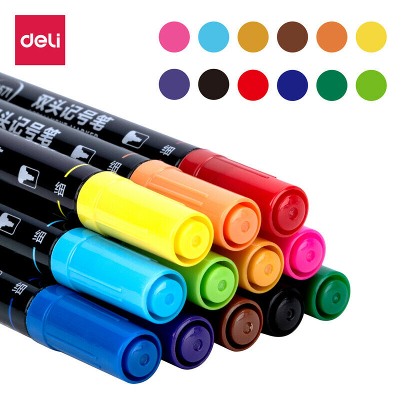 Permanent Marker 12 Colours Dual Heads