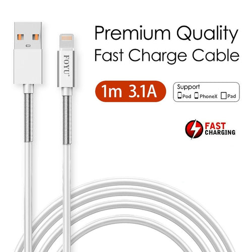 FOYU Lightning to USB Cable - Fast Charging, 3.1A Output, High-Speed Data Transfer, 1M Length, White