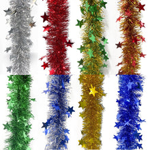 Charger l&#39;image dans la galerie, Christmas Tinsel Garland with Star 2 meters Shiny Sparkly 5pcs
