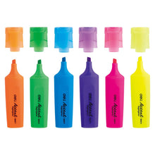 Load image into Gallery viewer, Highlighter, Chisel Tip Marker Pen, Assorted Colours, Water Based, Quick Dry (6 Colours)
