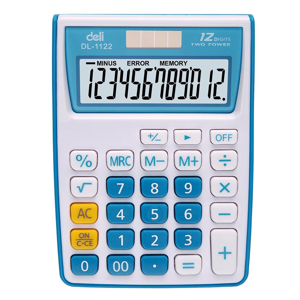 Desk Calculator Solar & Battery Power 12 Digit Display Multi-Functional Big Button for Business Office School Calculating