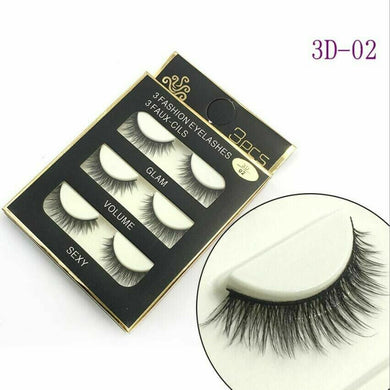 Eyelashes 3 Pairs Natural Long Thick Makeup Cross False Eye Lashes Mink