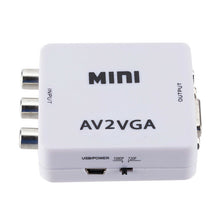 Charger l&#39;image dans la galerie, RCA To VGA,AV To VGA Converter,1080P Mini AV To Video Converter, Composite AV To VGA Adapter, TV Set Top Box Audio Video Converter
