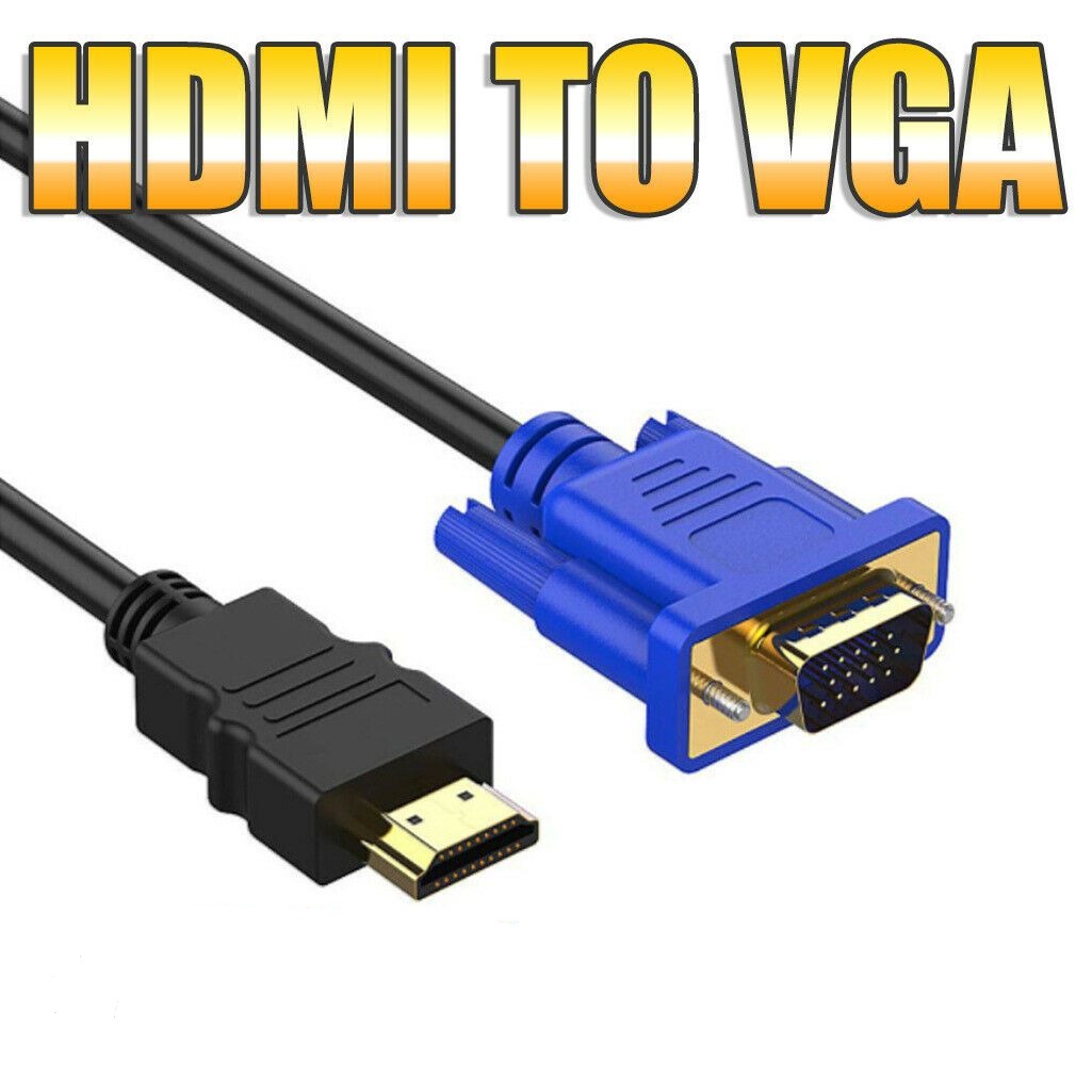 HDMI Male to VGA Male Cable Monitor Lead Full HD Converter Laptop 3M