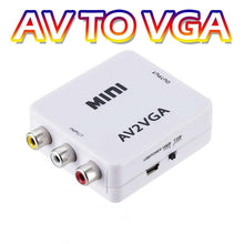 Charger l&#39;image dans la galerie, RCA To VGA,AV To VGA Converter,1080P Mini AV To Video Converter, Composite AV To VGA Adapter, TV Set Top Box Audio Video Converter
