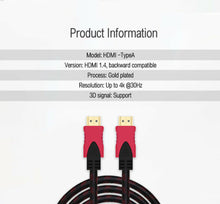 Charger l&#39;image dans la galerie, HDMI Male Cable 3D High Speed 4K 2160P1080P Braid Ultra HD V1.4 Ethernet 15M
