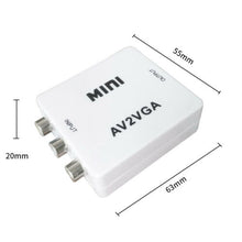 Charger l&#39;image dans la galerie, RCA To VGA,AV To VGA Converter,1080P Mini AV To Video Converter, Composite AV To VGA Adapter, TV Set Top Box Audio Video Converter
