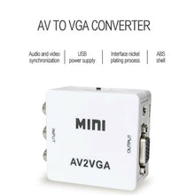 Charger l&#39;image dans la galerie, RCA To VGA,AV To VGA Converter,1080P Mini AV To Video Converter, Composite AV To VGA Adapter, TV Set Top Box Audio Video Converter
